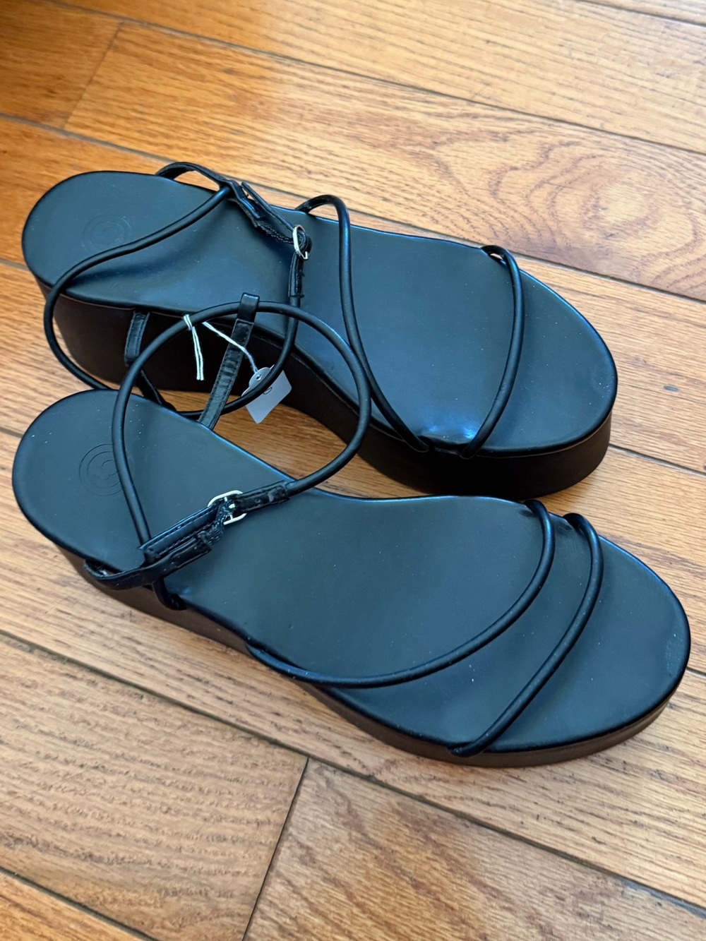Urban Outfitters Black Minimal Strappy Platform Sandals